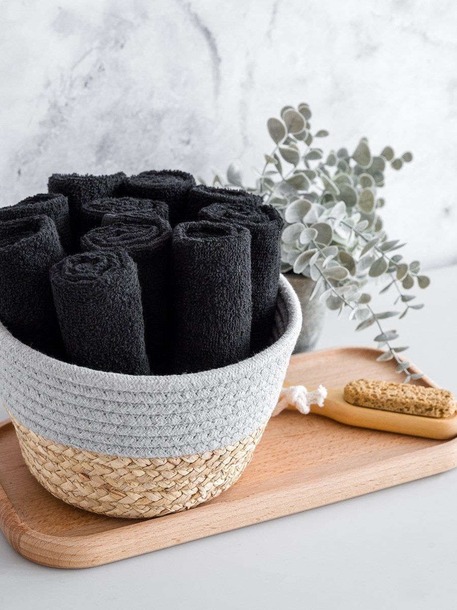 снимок Набор махровых салфеток 10 шт ( 30*30 ) черный от магазина BIO-TEXTILES ОПТ