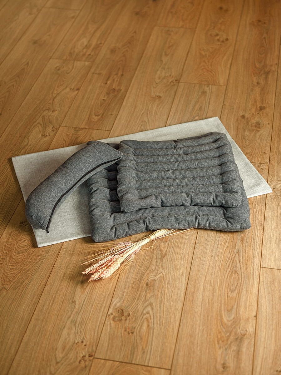 снимок Набор подушек для йоги "ЭКО+полумесяц" серый от магазина BIO-TEXTILES ОПТ