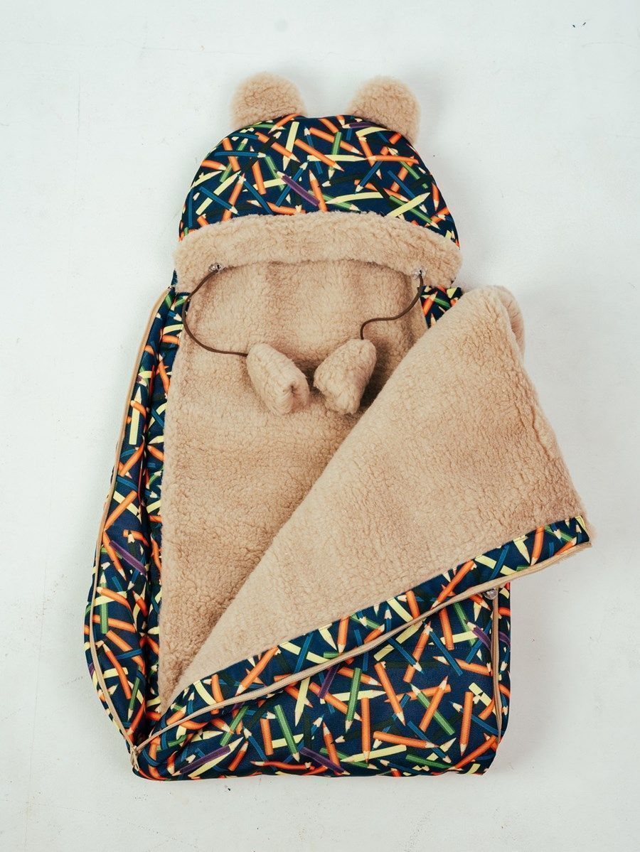 снимок Конверт детский меховой на выписку "Карандаши" 82*42 (до 6 мес) от магазина BIO-TEXTILES ОПТ