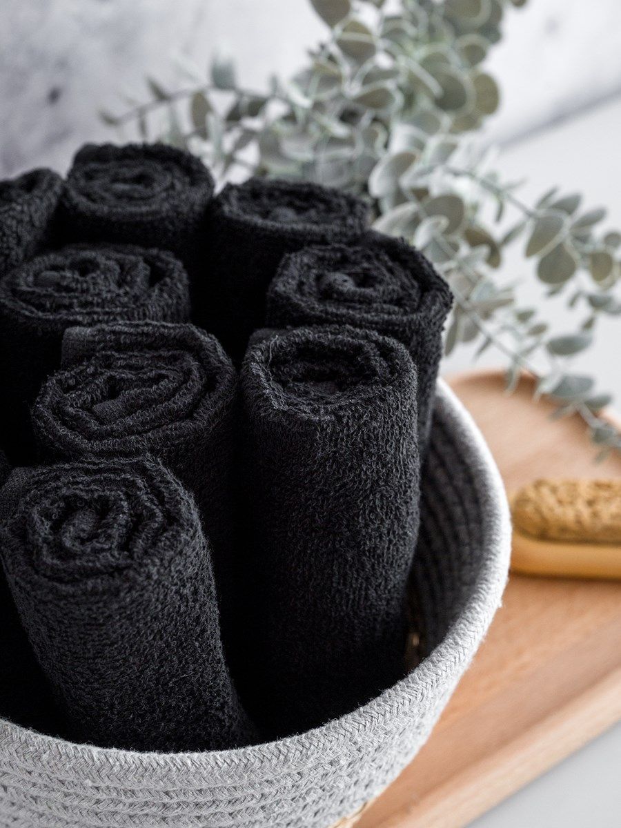 снимок Набор махровых салфеток 10 шт ( 30*30 ) черный от магазина BIO-TEXTILES ОПТ