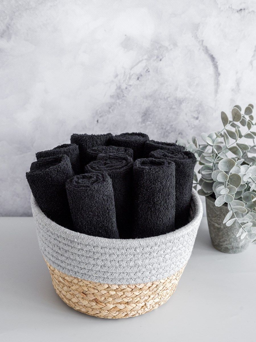 снимок Набор махровых салфеток 10 шт ( 30*30 ) черный от магазина BIO-TEXTILES ОПТ