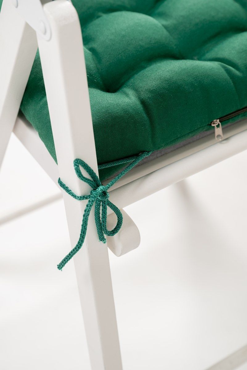 снимок Подушка для стула "ЛОФТ" с завязками, зеленая 40*40 от магазина BIO-TEXTILES ОПТ