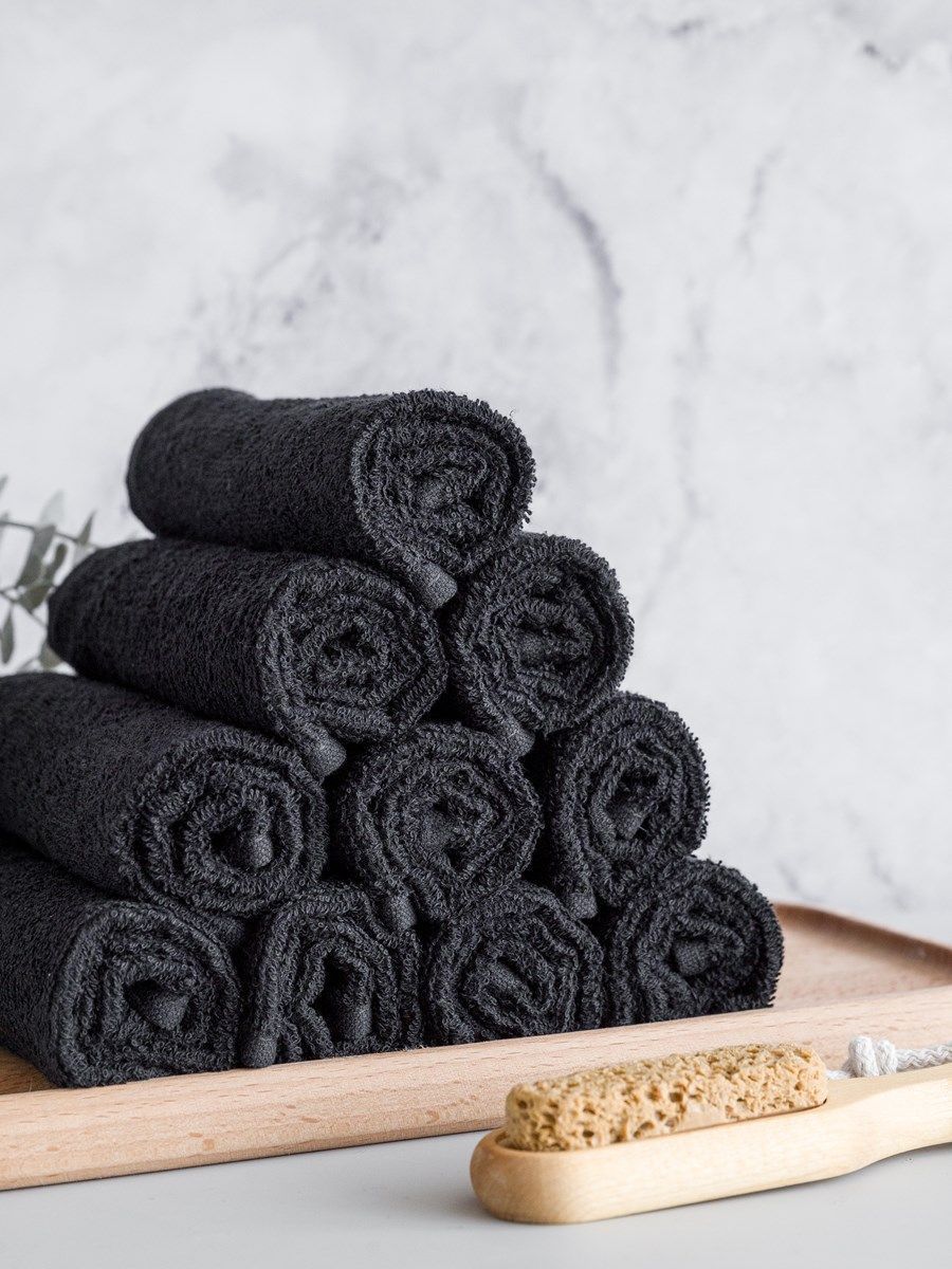 снимок Набор махровых салфеток 10 шт ( 30*30 ) черный от магазина BIO-TEXTILES ОПТ