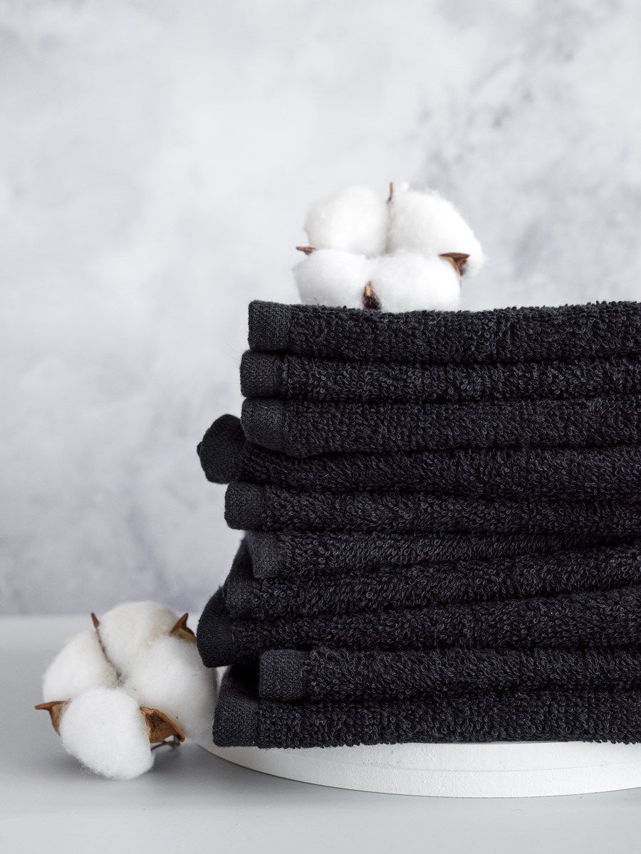 снимок Набор махровых салфеток 10 шт ( 30*30 ) черный от магазина BIO-TEXTILES ОПТ