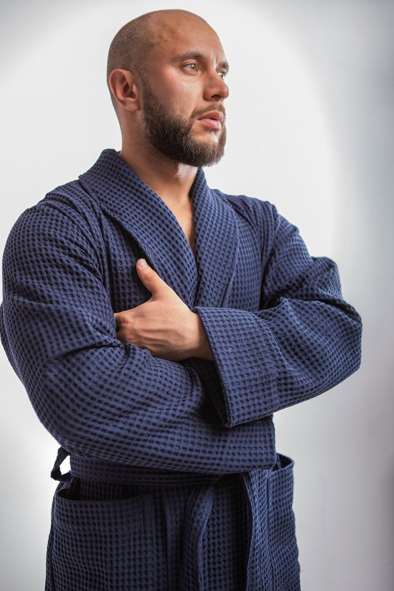 снимок Халат вафельный PandaHug Оrlando синий от магазина BIO-TEXTILES ОПТ