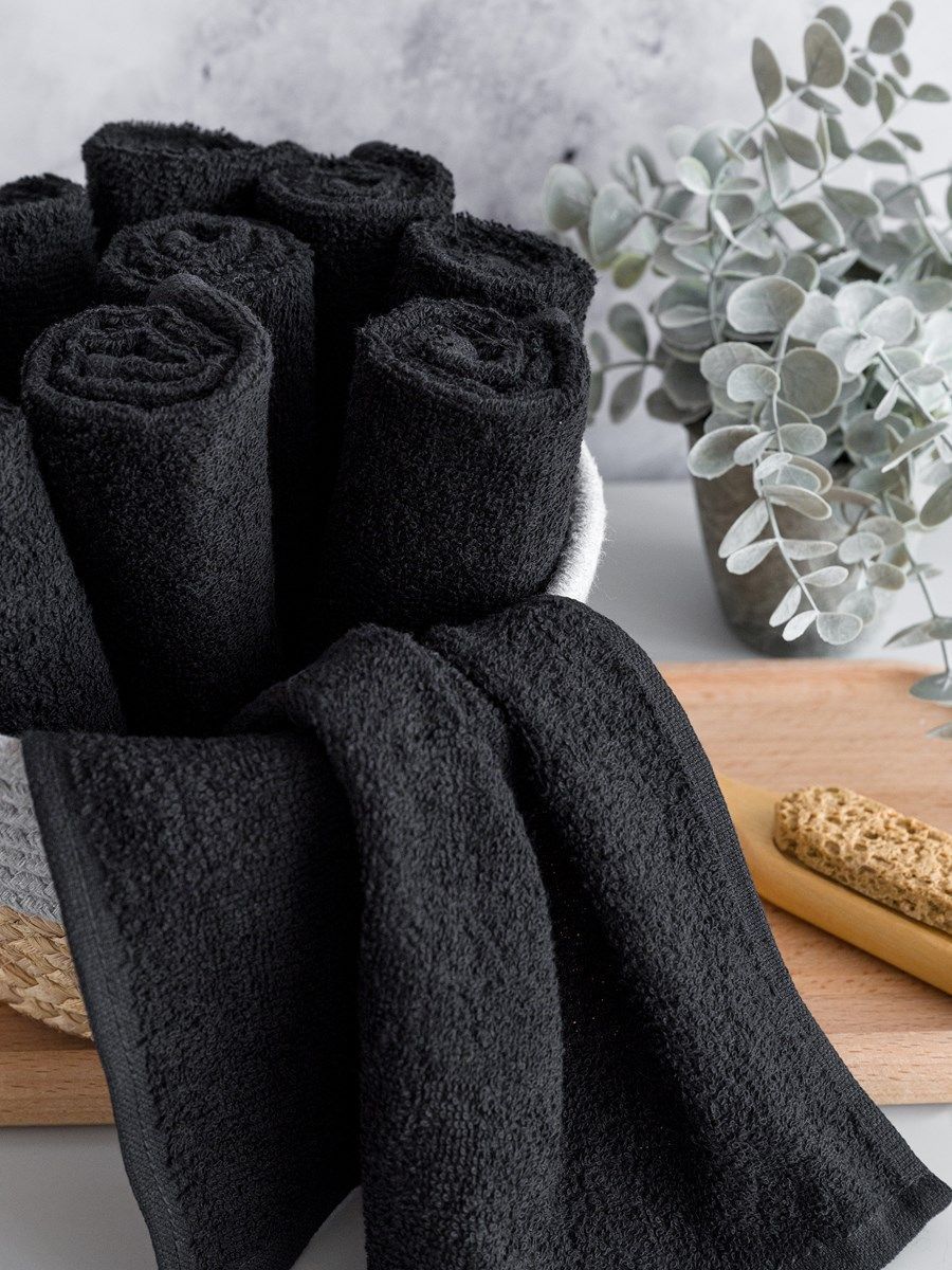 снимок Набор махровых салфеток 10 шт ( 30*30 ) черный от магазина BIO-TEXTILES ОПТ